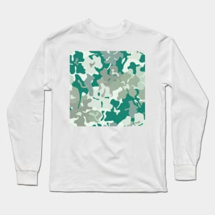Bold Florals / Retro Shapes in Green Long Sleeve T-Shirt